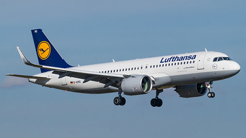 A Lufthansa egyik legújabb gépe, egy A320NEO érkezik Ferihegyre